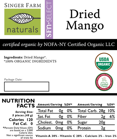 Organic dried Mango